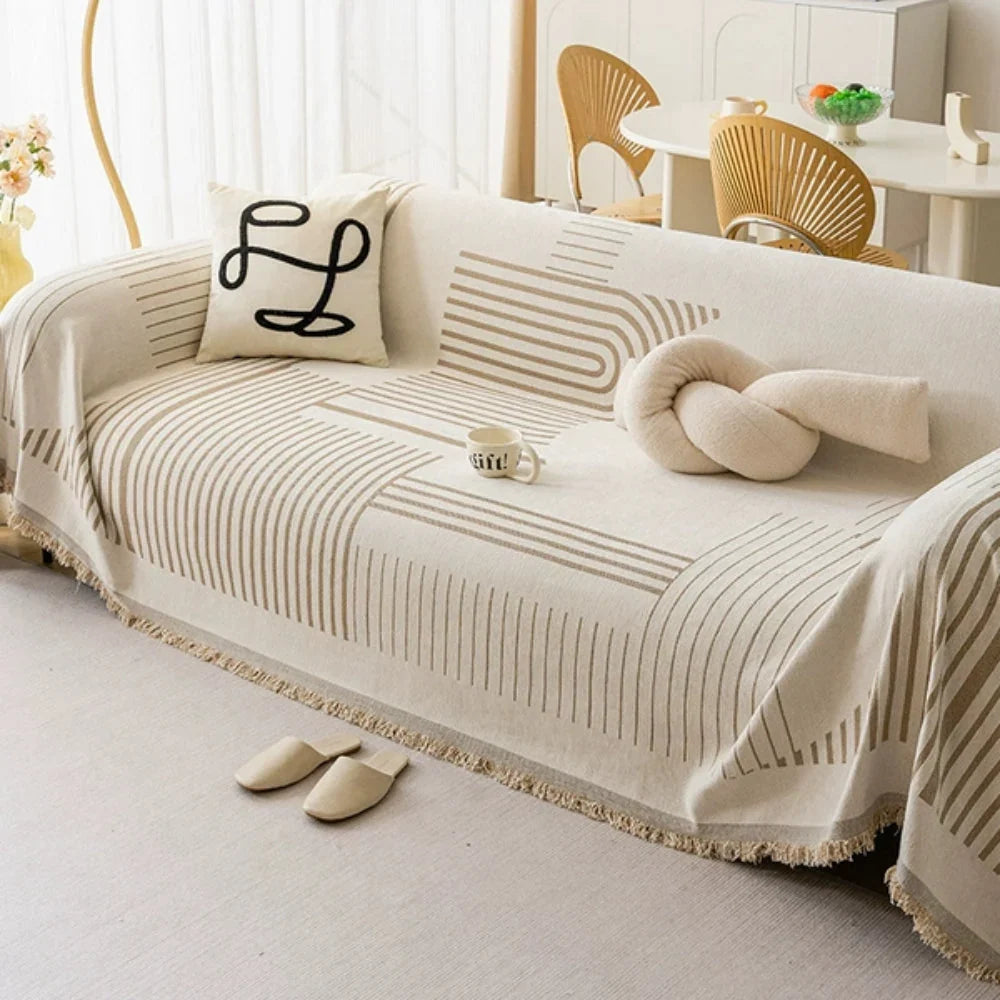 Sofa Cover Thick Chenille Snowflake Design Machine Washable