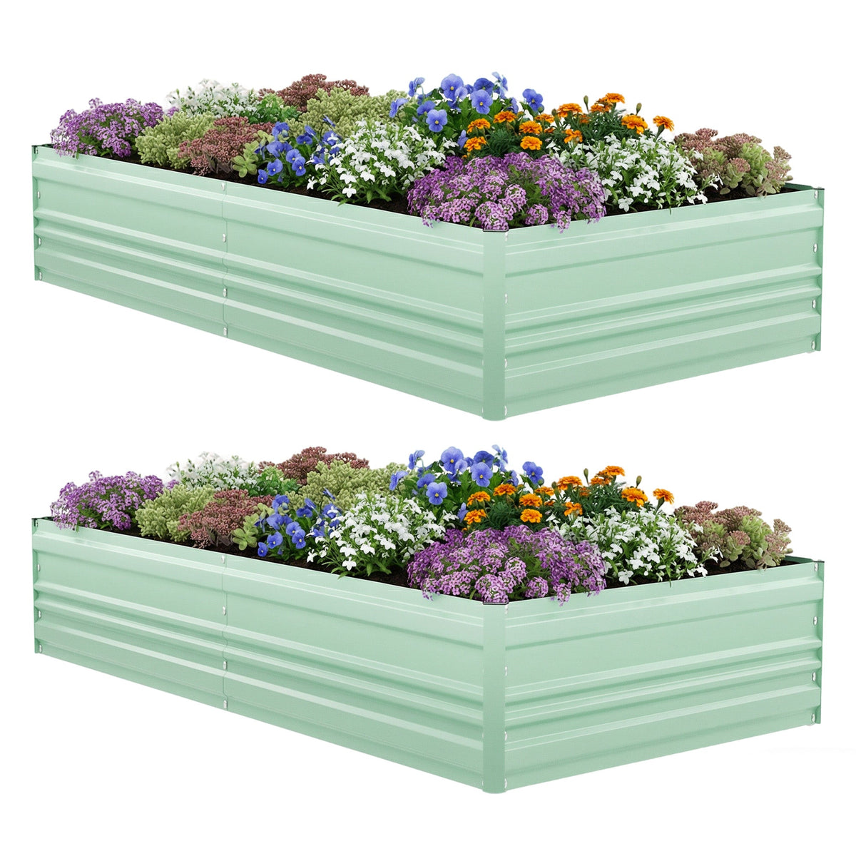WORKPRO 7.5x4x1ft Outdoor Galvanized Metal Raised Garden Bed, Green, 2PK