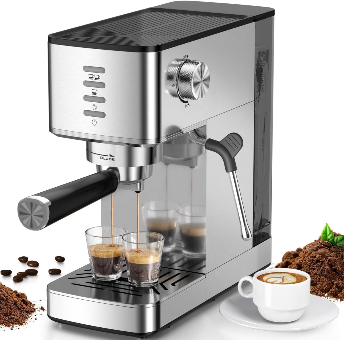 Kismile Espresso Coffee Maker Machine 20 Bar, with Milk Frother Steam Wand CM8032