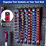 WORKPRO Magnetic Socket Organizer - 6-Piece Aluminum Alloy Socket Rail, Heavy Duty Socket Holder - Set: 1/4-Inch x 12 Clips, 3/8-Inch x 10 Clips, 1/2-Inch x 10 Clips