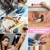 WORKPRO 20V Pink Cordless Drill Driver and 141 Pcs Home Tool Set - Pink Ribbon