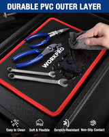 WORKPRO 4-Piece Magnetic Tool Mat, Flexible Magnetic Tool Holder Tray with Durable PVC Surface for Garage, Workshop and Auto Repair (6.4 x 5.3/12.6 x4.1/12.6 x9.6 in)