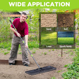 WORKPRO Lawn Leveling Rake, 30” x 10” Rake with 6FT Adjustable Handle | Heavy Duty Leveling Rake with Premium Stainless Steel & No-Slip Grip for Garden, Backyard, Golf Course, Farm, Pasture