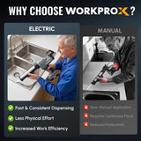 WORKPROX 20V 10OZ Cordless Caulking Gun with Battery, 6 Adjustable Speeds | Max 5500N Force, Flow:0.5–7.5 mm/s, Max Runtime 170 min, Anti-Drip Technology, Auto Retract for Filling, Sealing Narrow Gaps