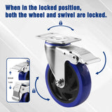 WORKPRO 5 Inch Caster Wheels, 2640LBS Heavy Duty Casters Set of 4, Swivel Casters with Brake, Locking Industrial Casters for Workbench, Furniture, Cart
