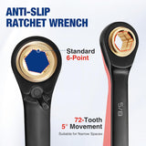 WORKPRO 3-Piece 4-in-1 Reversible Ratcheting Wrench Set, 12 Sizes in 3 Wrenches (1/4"-3/4"), SAE, Anti-Slip, Double Box End, 72-Tooth, CR-V, 6-Point, with Storage Bag - for Repair & Maintenance