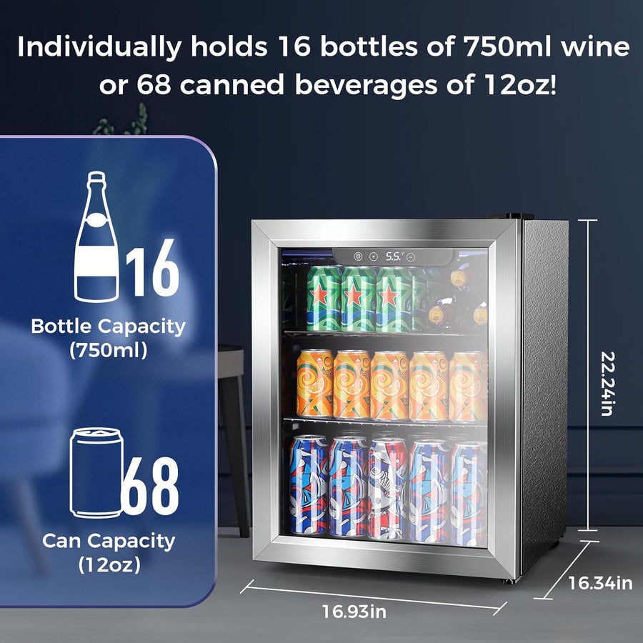 1.7 Cu Ft Beverage Refrigerator and Mini Fridge Cooler - 68 Can Capacity 58048RWC0