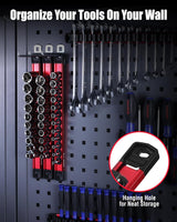 WORKPRO 6-Piece Magnetic Socket Organizer and Magnetic Screwdriver Organizer Set, 3-Piece 1/4", 3/8" & 1/2" Drive Metric & SAE Socket Rail, 3-Piece Screwdriver and Wrench Holder(Sockets not Included)