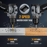 WORKPROX 20V Cordless Drill & Impact Driver Combo Kit with 2 Batteries