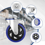 WORKPRO 5 Inch Caster Wheels, 2640LBS Heavy Duty Casters Set of 4, Swivel Casters with Brake, Locking Industrial Casters for Workbench, Furniture, Cart