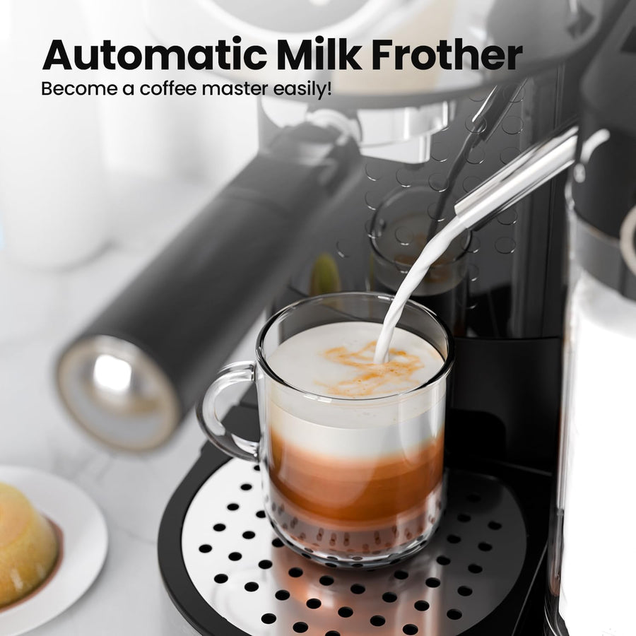 3 in 1 Professional Espresso Maker with Dual Heating System & Capsule Compatible CM8008