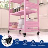 WORKPRO 5-Tier Folding Shelf, No-Assembly Metal Storage Rack with Wheels, 750 lbs Capacity (with Leveling Feet), Collapsible Shelving Unit for Kitchen, Pantry, Closet & Craft Shows - Pink