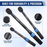 WORKPRO 9PCS Click Torque Wrench Set, 1/4" 3/8" 1/2" Drive, ±3% Accuracy
