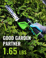 WORKPRO 12V Cordless Grass Shear, 2-in-1 Electric Hedge Trimmer & Grass Cutter, with 2.0Ah Rechargeable Battery, 1-Hour Fast Charger, Lightweight Handheld Bush Trimmer for Lawn and Garden