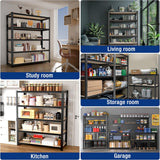 WORKPRO 5-Tier Black Shelving with Board, 48"W x 24"D x 72"H, 3000LBS Load | Adjustable, Heavy Duty, 3000lbs, Boltless Shelving for Kitchen, Living Room, Garage