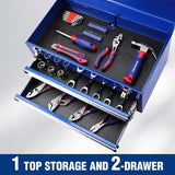 WORKPRO 18 Inch Portable Metal Tool Box with 2 Drawers and 1 Top Storage, Metal Latch and Liner, 100 LBS Load Capacity (Totally)