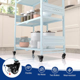 WORKPRO 5-Tier Folding Shelf, No-Assembly Metal Storage Rack with Wheels, 750 lbs Capacity (with Leveling Feet), Collapsible Shelving Unit for Kitchen, Pantry, Closet & Craft Shows - Blue