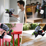 WORKPRO Paint Sprayer, 600W HVLP Spray Paint Gun with 4 Nozzles, 3 Spray Patterns & Adjustable Flow, 44 fl.oz (1300ml) Container, Paint Gun for Furniture, Cabinets, Fence, Walls, Doors, DIY Projects
