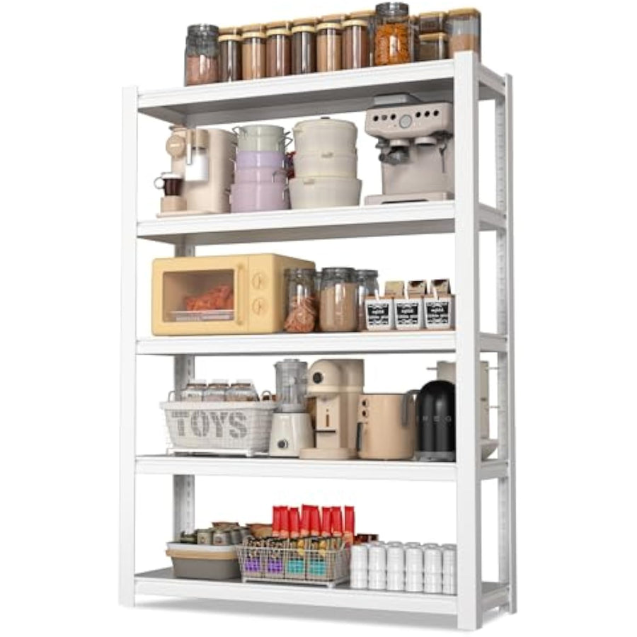 WORKPRO 5-Tier White Shelving with Board, 36.2”Wx16.5”Dx72”H, 3000LBS Load