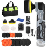 WORKPRO Cordless Mini Buffer Polisher, 12V Buffer Polisher for Car Detailing, 5 Variable Speed Up to 3000RPM, Compact Cordless Polisher Kit for Waxing, DIY Projects, Furniture Polishing