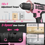 WORKPRO Pink Drill Set with UPGRADED Tool Bag, 157PCS Tool Kit For Home with 20V Cordless Drill Driver, Household Pink Tool Set including Screwdriver, Hammer, Tool Kit for Women and Men - Pink Ribbon