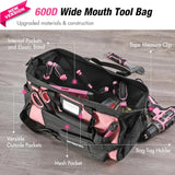 WORKPRO Pink Drill Set with UPGRADED Tool Bag, 157PCS Tool Kit For Home with 20V Cordless Drill Driver, Household Pink Tool Set including Screwdriver, Hammer, Tool Kit for Women and Men - Pink Ribbon
