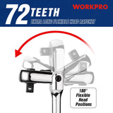 WORKPRO 1/2 inch Drive Extra Long Flex Head Ratchet, 24 Inch Long CR-V Steel Ratchet Handle with Chromium Plating, CR-MO Head, Quick Release Reversible Design, 72-Tooth