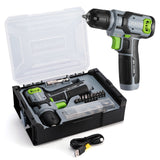 WORKPRO Cordless Power Drill Set with Stackable Tool Box, 8V Cordless Drill Driver and Bit Set, 2.0Ah Electric Cordless Screwdriver Kit with 3/8" Keyless Chuck, Portable Drill for Home Repair, DIY