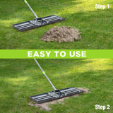 WORKPRO Lawn Leveling Rake, 30” x 10” Rake with 6FT Adjustable Handle | Heavy Duty Leveling Rake with Premium Stainless Steel & No-Slip Grip for Garden, Backyard, Golf Course, Farm, Pasture