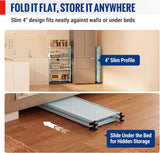 WORKPRO 4-Tier Folding Shelf, No-Assembly Metal Storage Rack with Wheels, 600 lbs Capacity (with Leveling Feet), Collapsible Shelving Unit for Kitchen, Pantry, Closet & Craft Shows - Blue