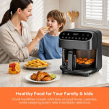 Kismile 5 Quart Glass Air Fryer, Non-Toxic PTFE-Free with 360° Visible Bowl, 8 Presets 12420KAF0