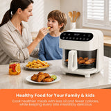 Kismile 5 Quart Glass Air Fryer, Non-Toxic PTFE-Free with 360° Visible Bowl, 8 Presets 12420KAF0