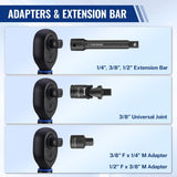 WORKPRO 9PCS Click Torque Wrench Set, 1/4" 3/8" 1/2" Drive, ±3% Accuracy