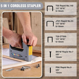 WORKPRO 5 in 1 Cordless Staple Gun, 3.6V Rechargeable Electric Stapler with 2000 Staples and Nails, Upholstery Staple Gun for Wood, Furniture, Office, and DIY Projects