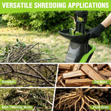 WORKPRO Electric Wood Chipper, 15A 4300RPM Corded Branch Shredder, 1.73" Cutting Capacity, 14:1 Reduction Ratio, SK5 Dual-Blade System, Portable Yard Chipper with Wheels & Collection Bag