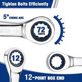 WORKPRO 12-piece Stubby Ratcheting Wrench Set, Metric 8-19mm, 72-Tooth, Cr-V Steel