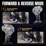 WORKPROX 20V Cordless Impact Wrench Brushless, 440 Ft-Ibs 1/2 Impact Gun | 600N.m High Torque Electric Impact Driver for Car Tire Change, Mower, Pickup & Home Repair, 3 Speeds, LED, 4 Sockets