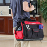 WORKPRO 16" Top Wide Mouth Tool Bag with Water Proof Rubber Base, Multi-Compartment, 46 Pockets