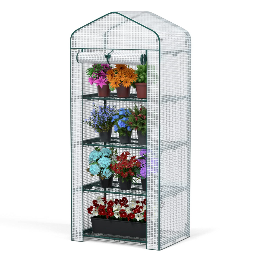 WORKPRO White 27" L x 19" W x 63" H 4-Tier Portable Rack Shelves Gardening Plant Mini Greenhouse