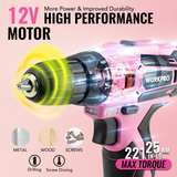 WORKPRO 108-Piece Portable Tool Set with Power Drill - Pink Ribbon