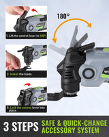WORKPRO 20V Oscillating Tool Kit, Cordless and Brushless 19,000 RPM Orbiting Multi Tool with 6 Variable Speeds, 3.6°Oscillation Angle, 21pcs Saw Accessories, 1 Rechargeable Battery and Carrying Bag
