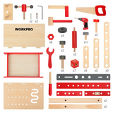 WORKPRO 70 Pcs Wooden Building Toy Tool Kit, Great Gift for Toddlers 3+