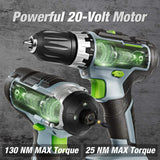 WORKPRO 20V Cordless Drill Combo Kit, Drill Driver and Impact Driver with 2x 2.0Ah Batteries and 1 Hour Fast Charger