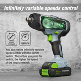 WORKPRO 20V Cordless Impact Wrench with Fast Charger Belt Clip for Easy Carrying