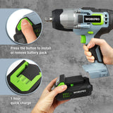 WORKPRO 20V Cordless Impact Wrench with Fast Charger Belt Clip for Easy Carrying