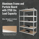 WORKPRO 5-Tier Storage Shelving Unit, 48"W x 24"D x 72"H, Adjustable Storage Rack Heavy Duty Aluminum Alloy Shelf