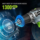 WORKPRO 20V Cordless Drill Driver Kit, 2.0 Ah Li-ion Battery, 1 Hour Fast Charger and 11-inch Green Storage Bag Included