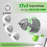 WORKPRO 12V Cordless Drill Driver Set with 6 Pcs Bits, 3/8-Inch Keyless Chuck, Variable Speed, 18 Touque Setting, White
