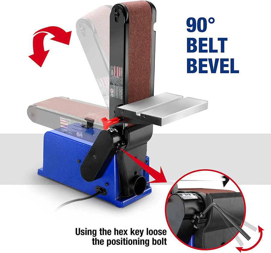 WORKPRO Belt Disc Sander, 4 in. x 36 in. Belt & 6 in. Disc Sander with 6 pcs Sandpapers, Cast Iron Base for Sanding Woodworking