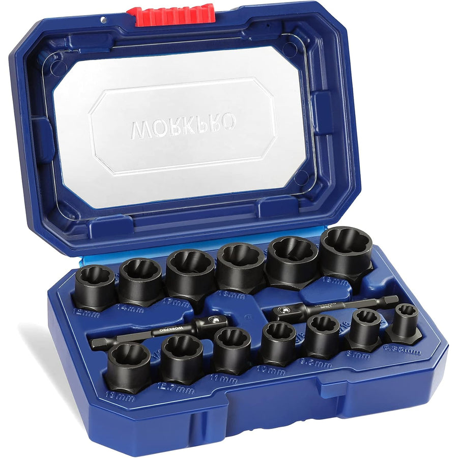 WORKPRO 15 Pcs Impact Bolt & Nut Remover Set